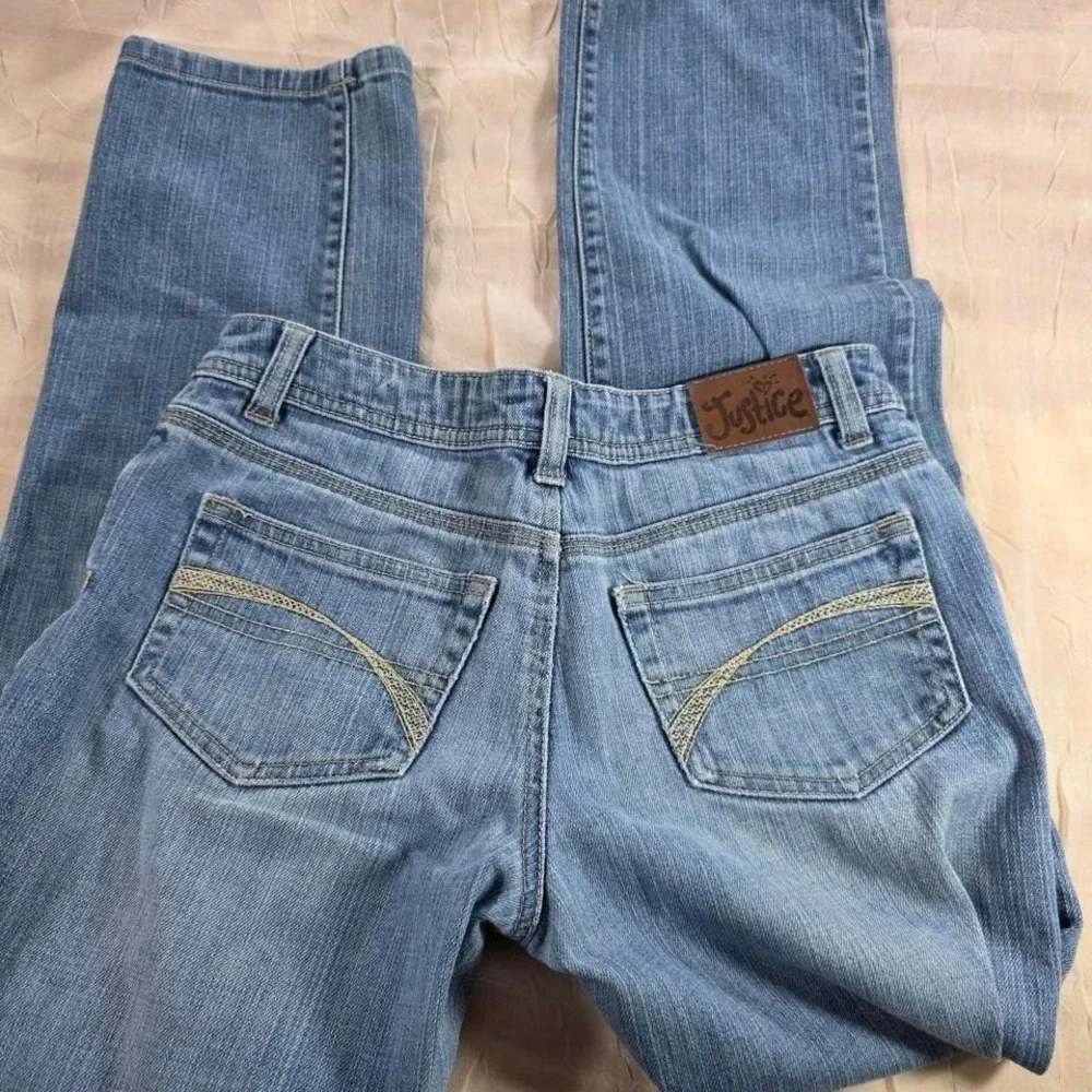 Justice Simply‎ Low Girls Medium Wash Straight Leg Jeans Size 12R Y2K Classic